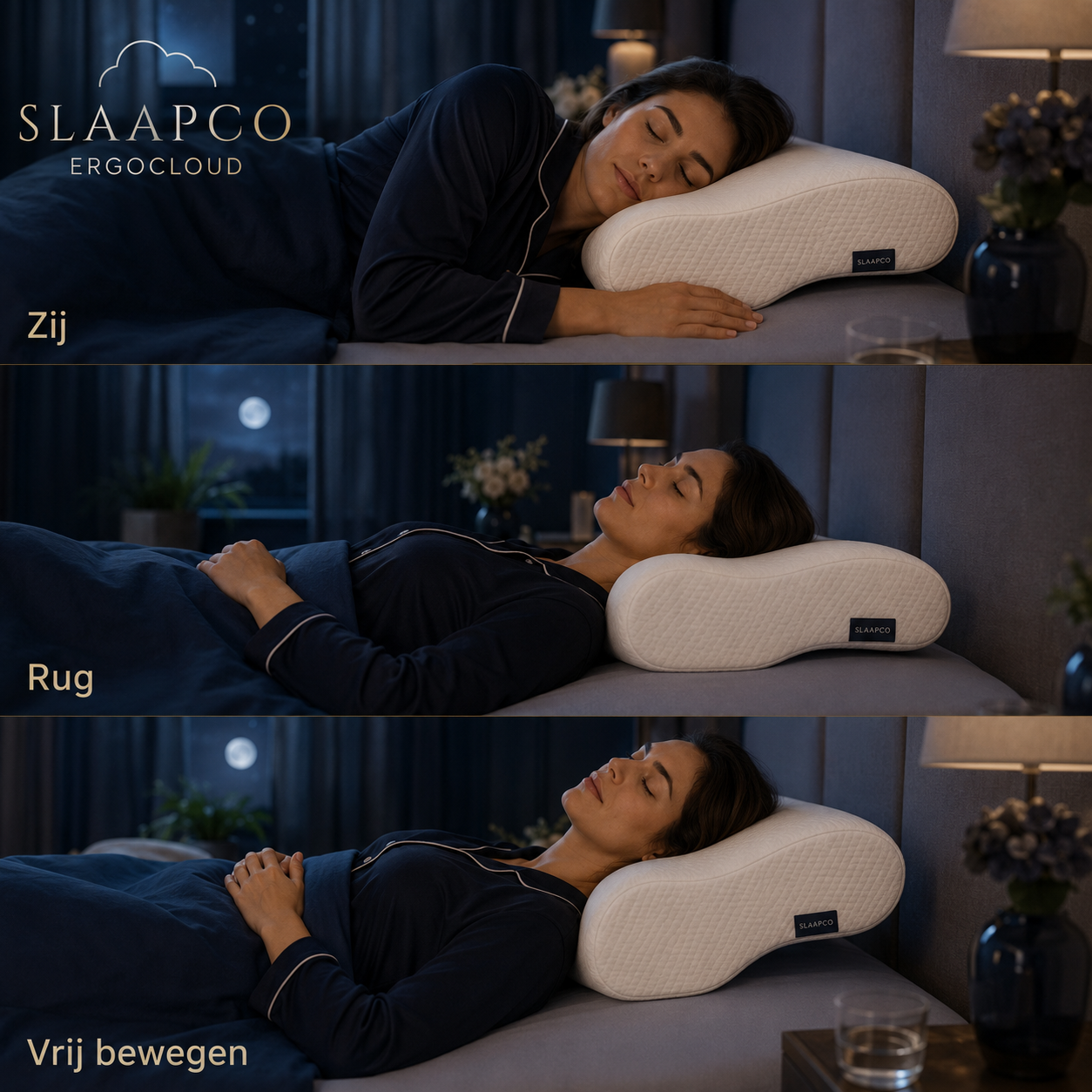 Slaapstanden met het Slaapco ErgoCloud kussen