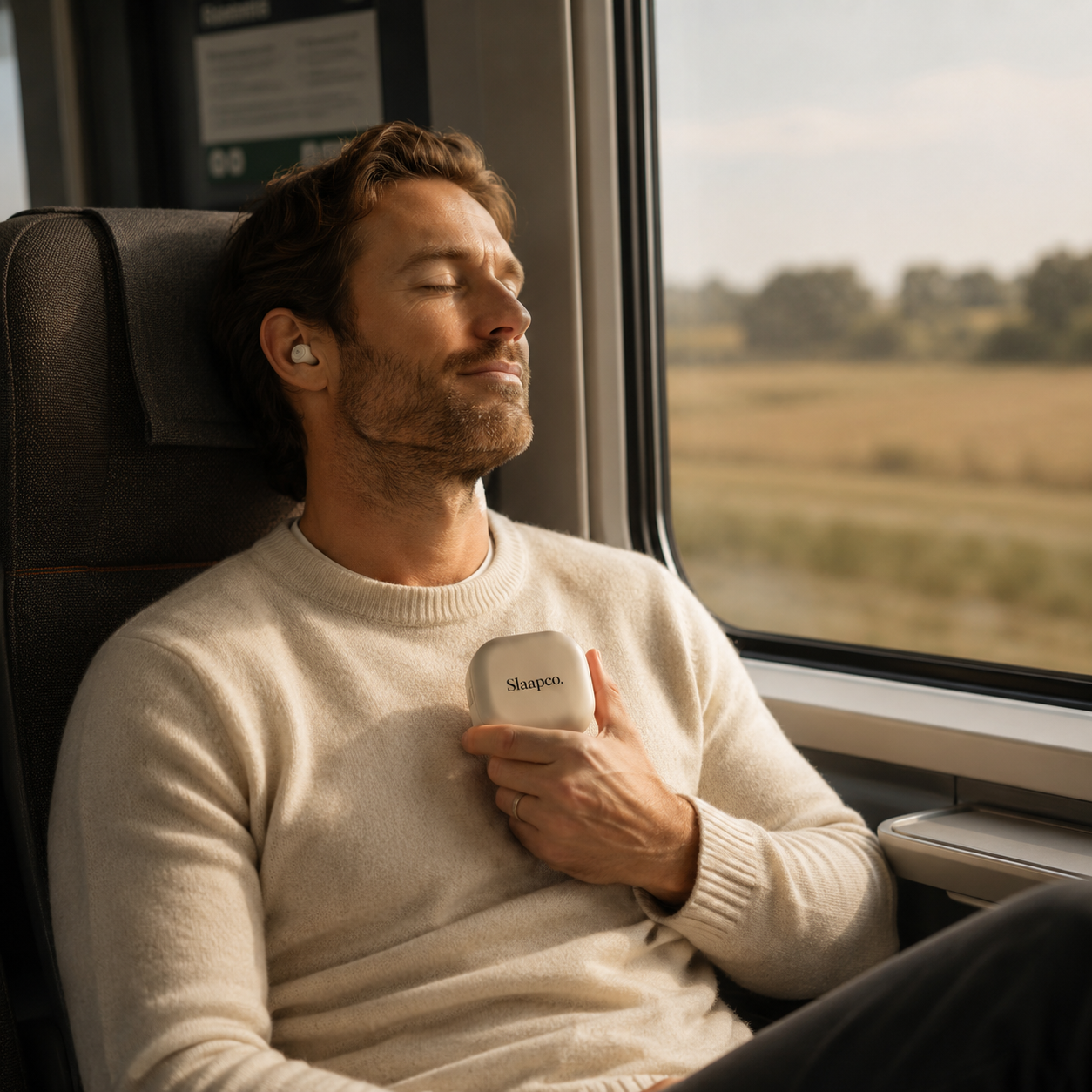 Slaapco oordopjes lifestyle beeld voor reizen en focus